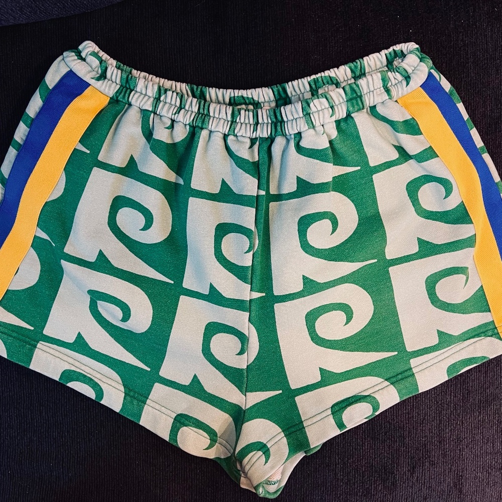 Rhode Designer label green blue yellow gym workout athletic shorts size SMALL S